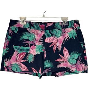 Gap City Short Navy Pink Tropical Floral Sz. 12 Mid Rise Vacation Summer